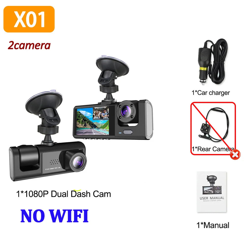WIFI APP Control Car Dvr 2/3 Channel 1080P Dash Cam for Cars Front optional Rear View Recorder Video Car Camera Car Assecories by MVEnergo