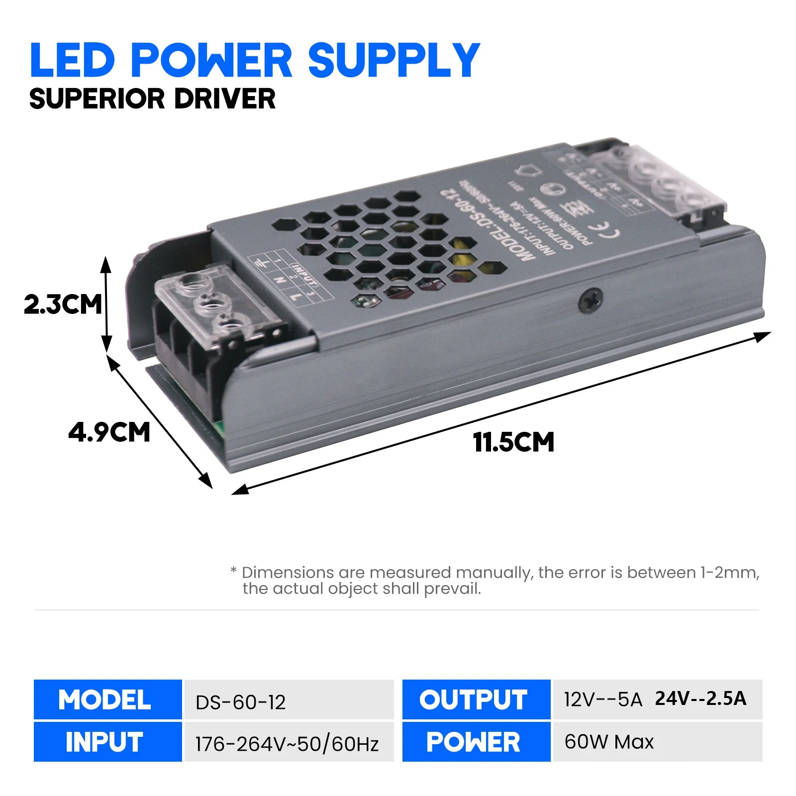 12V 24V Power Supply for LED Strip AC176-264V Ultra Thin Lighting Transformers 60W 100W 200W 300W 400W LED Driver Power Adapter