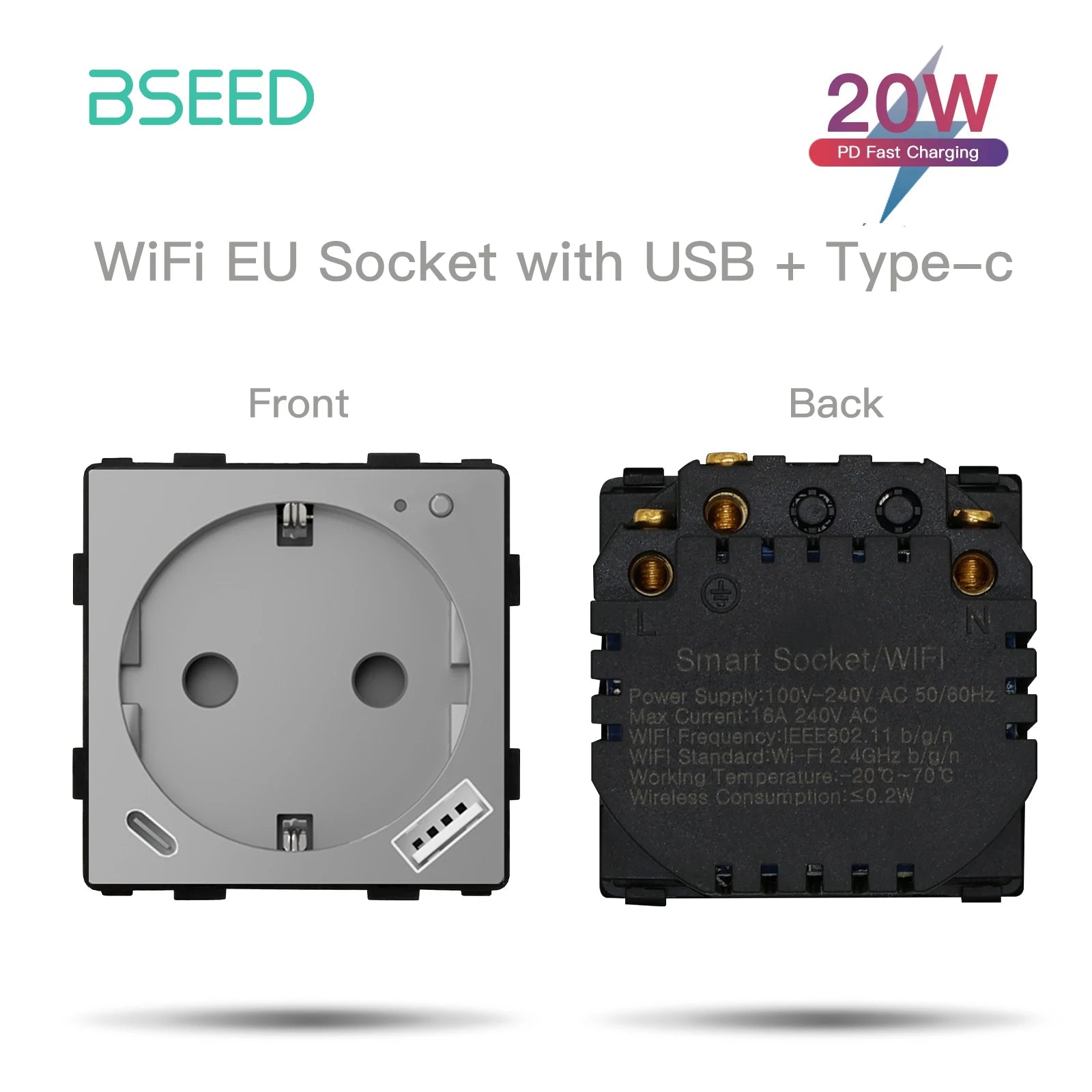 BSEED EU Standard Wifi Socket Smart Plug Function Part Only Power Monitor Timing Smart Home Alexa Voice Control Bule Backlight by MVEnergo