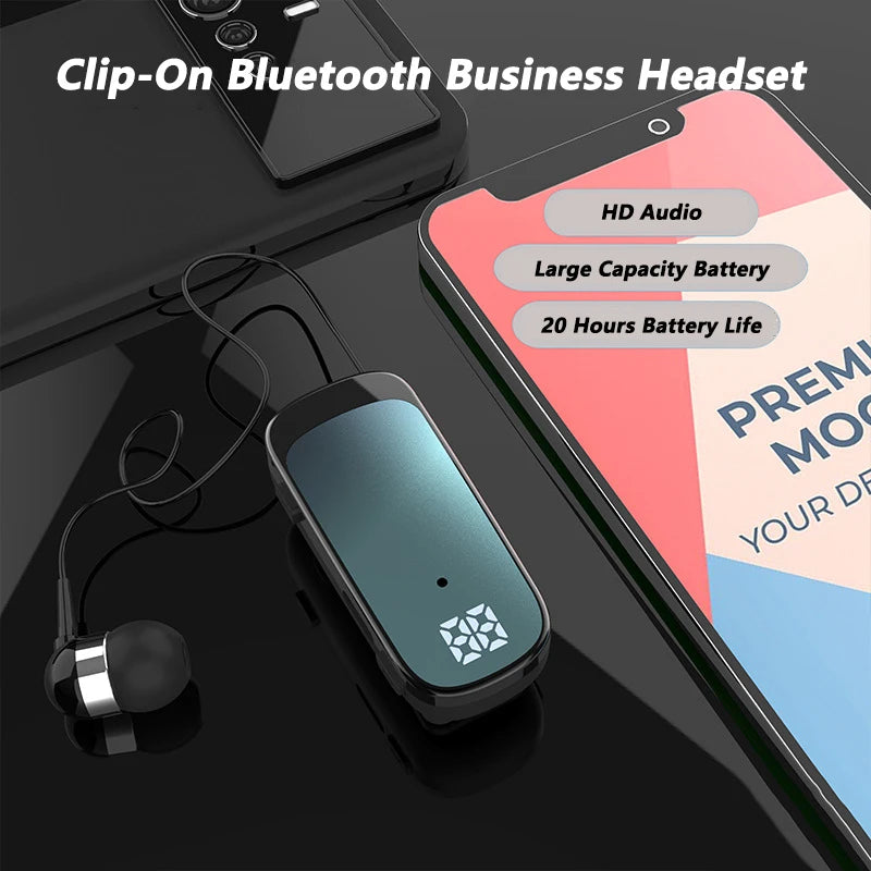K65 K55 Lavalier Business Bluetooth 5.2 Headphone Talk/Music Time 20 Hours,LED Digital Display,Noice Cancelling Wireless Headset by MVEnergo