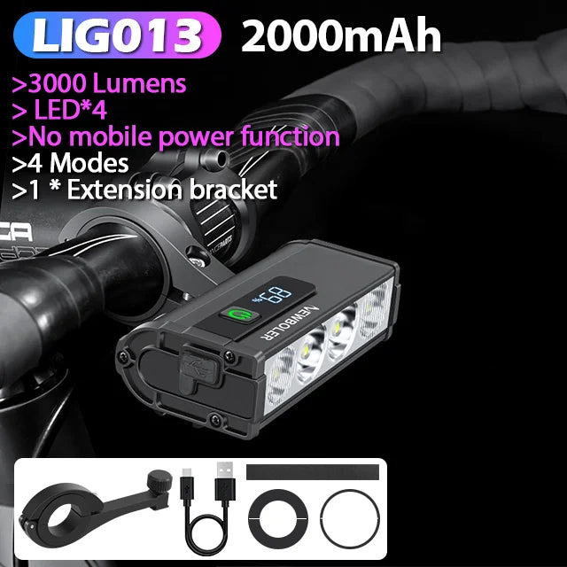 NEWBOLER Bicycle Light Front 10000Lumen Bike Light 10000mAh Waterproof Flashlight USB Charging MTB Road Cycling Lamp Accessories by MVEnergo