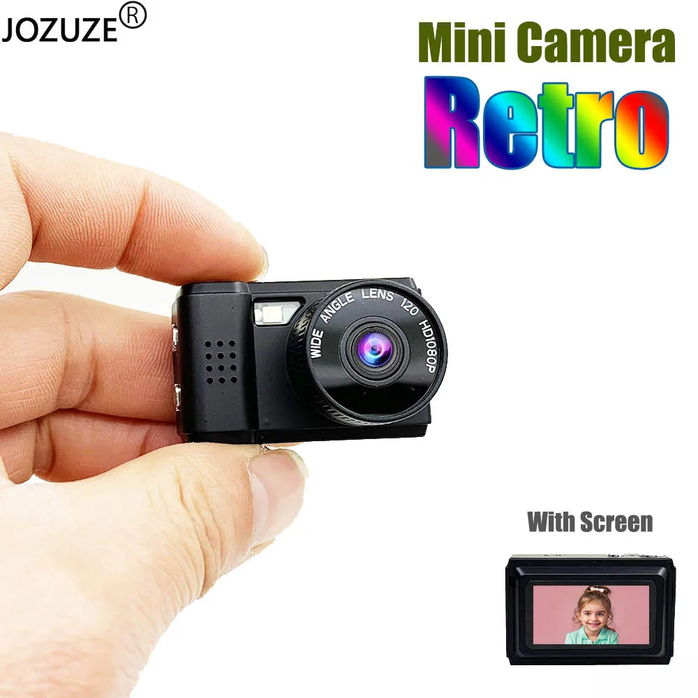 JOZUZE New Retro Mini Camera With Screen Indoor Home Outdoor 1080p Sports Portable Vintage Very Small Mini Camera Video Recorder by MVEnergo