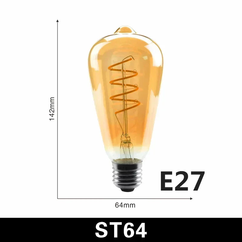 E14 E27 Spiral Light G80 G95 G125 LED Filament Bulb 220V 4W 2200K Retro Vintage Lamps Decorative Lighting Dimmable Edison Lamp by MVEnergo