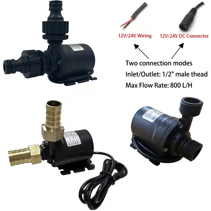 Water Pump 12v High Pressure Ultra Quiet Solar DC 24V Lift 5M 800L/H Brushless Motor Submersible Water Pumps Quick Break Joint by MVEnergo