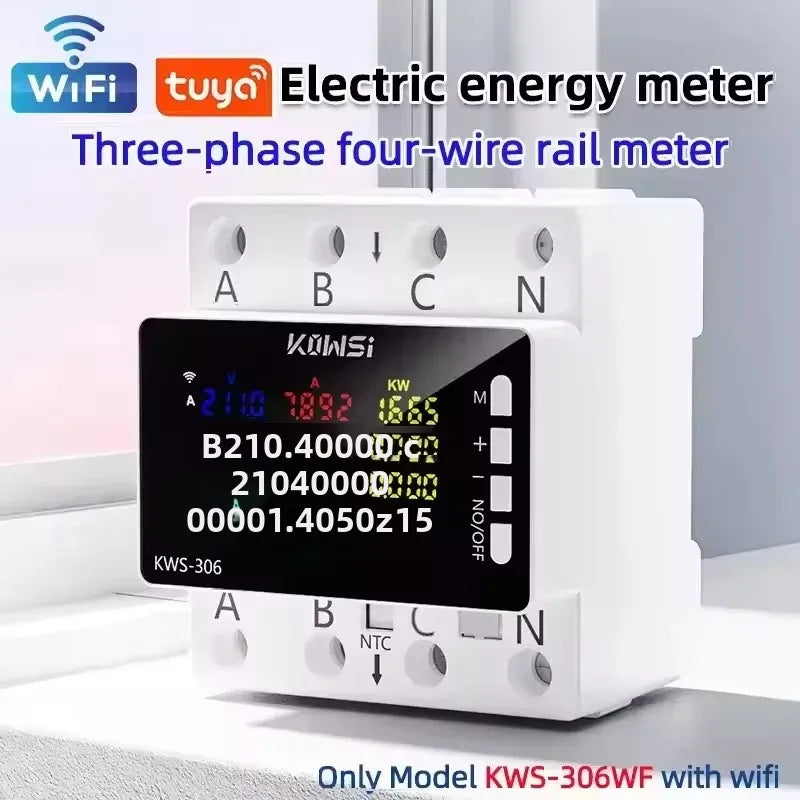 AC 85-290V/80A Energy Power Meter Color Screen 3-phase 4-wire Rail Meter Voltmeter 6 Power-off Protection Meter Remote Control