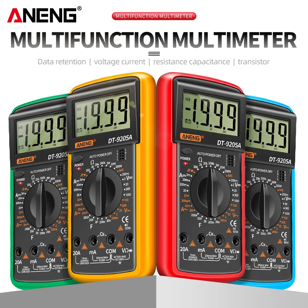 ANENG DT9205A Digital Profesional Multimeter AC/DC Voltage Current Test Capacitance NCV Resistance Ohm Electrical Test Meter Too by MVEnergo