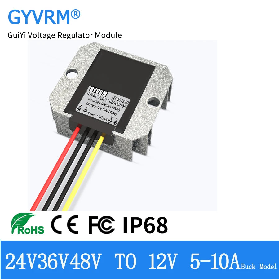 GYVRM 24V 36V 48V 60V to 12V 5A 6A 8A 10A Step-down DC DC Converter 48V-12V Voltage Regulator Buck Car Truck Boat Power Supply by MVEnergo