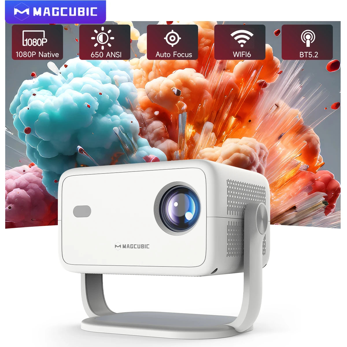 Magcubic 650ANSI L018 4K Native Portable Projector 1080P Auto Focus Keystone Correction Android 11 BT5.2 WIFI6 360° Home Cinema by MVEnergo