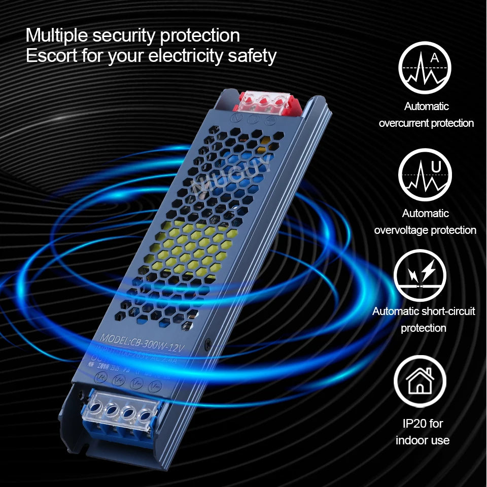 60W 100W 200W 300W 400W 400W 500W DC 12V 24V LED Power Supply AC 100-265V Silent Lighting Transformer Power Adapter LED Lighting