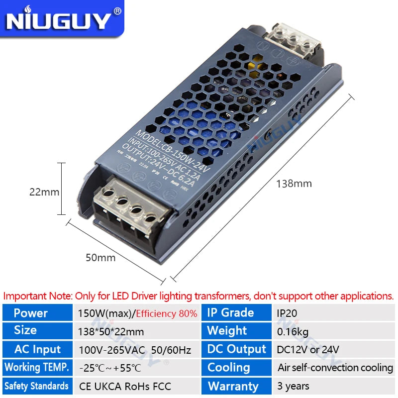High Quality Ultra Thin LED Lighting Transformers DC 12V 24V Power Supply 60W 100W 150W 200W 300W 400W 500W LED Driver Converter
