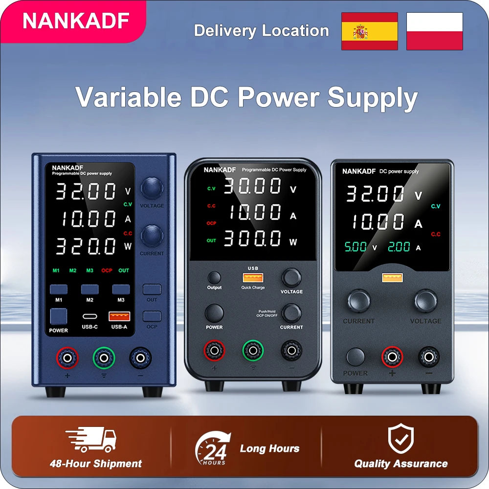 NANKADF Adjustable Switching DC Power Supply 30V 10A Lab Bench Power Supply 60V 5A Output Preset Current USB Fast Charge Display by MVEnergo