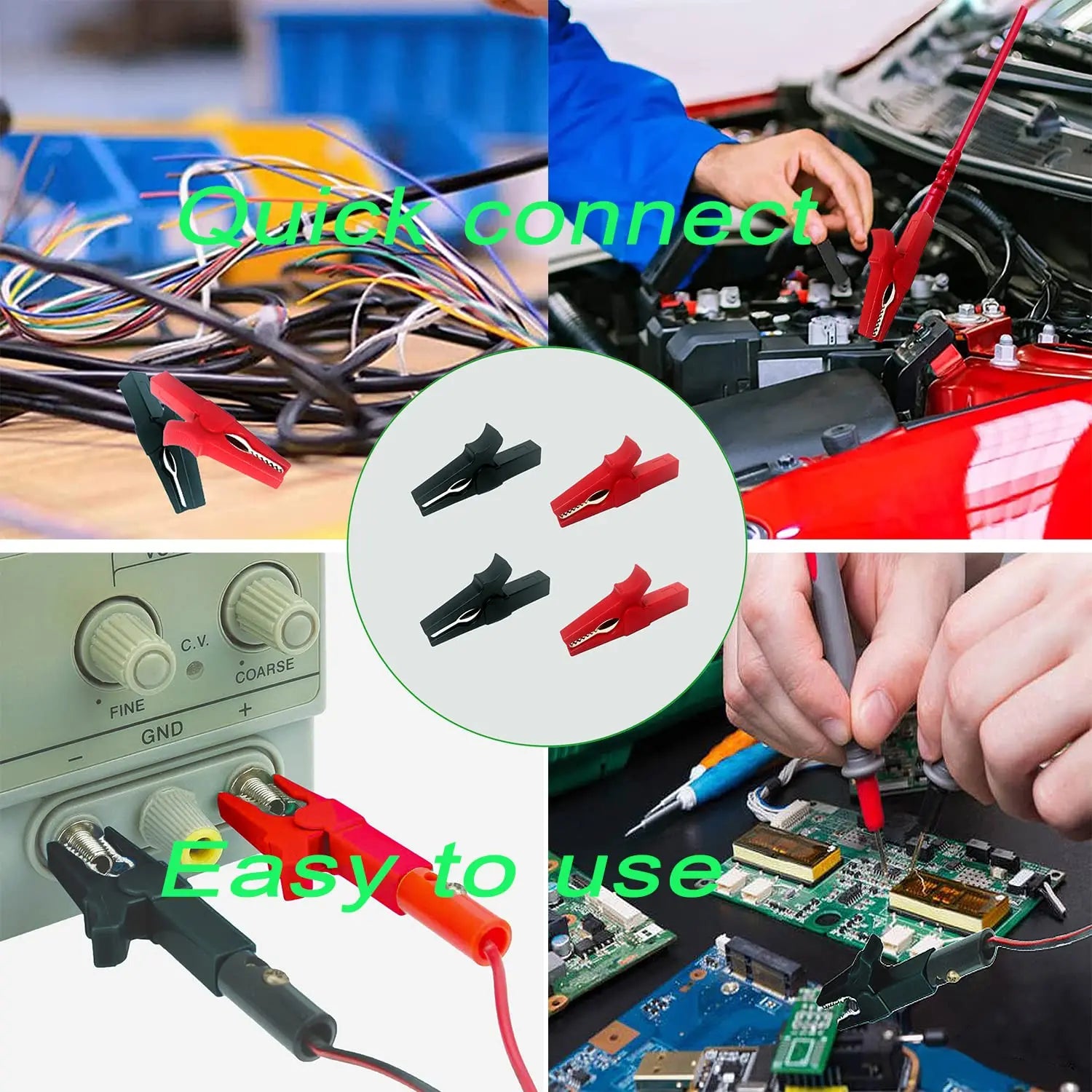 Alligator Clip with Banana Plugs Set No Welding Fully Insulated Safety Electrical Test Crocodile Clips Connector for Multimeter by MVEnergo