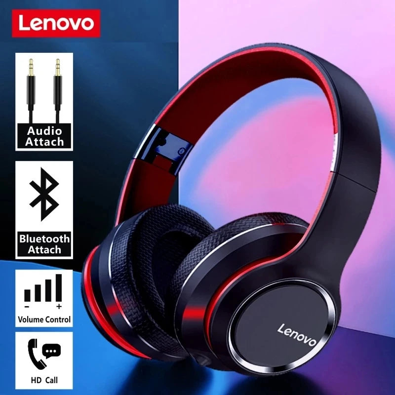 Lenovo HD200 Bluetooth Earphones Over-ear Foldable Computer Wireless Headphones Noise Cancellation HIFI Stereo Gaming Headset by MVEnergo