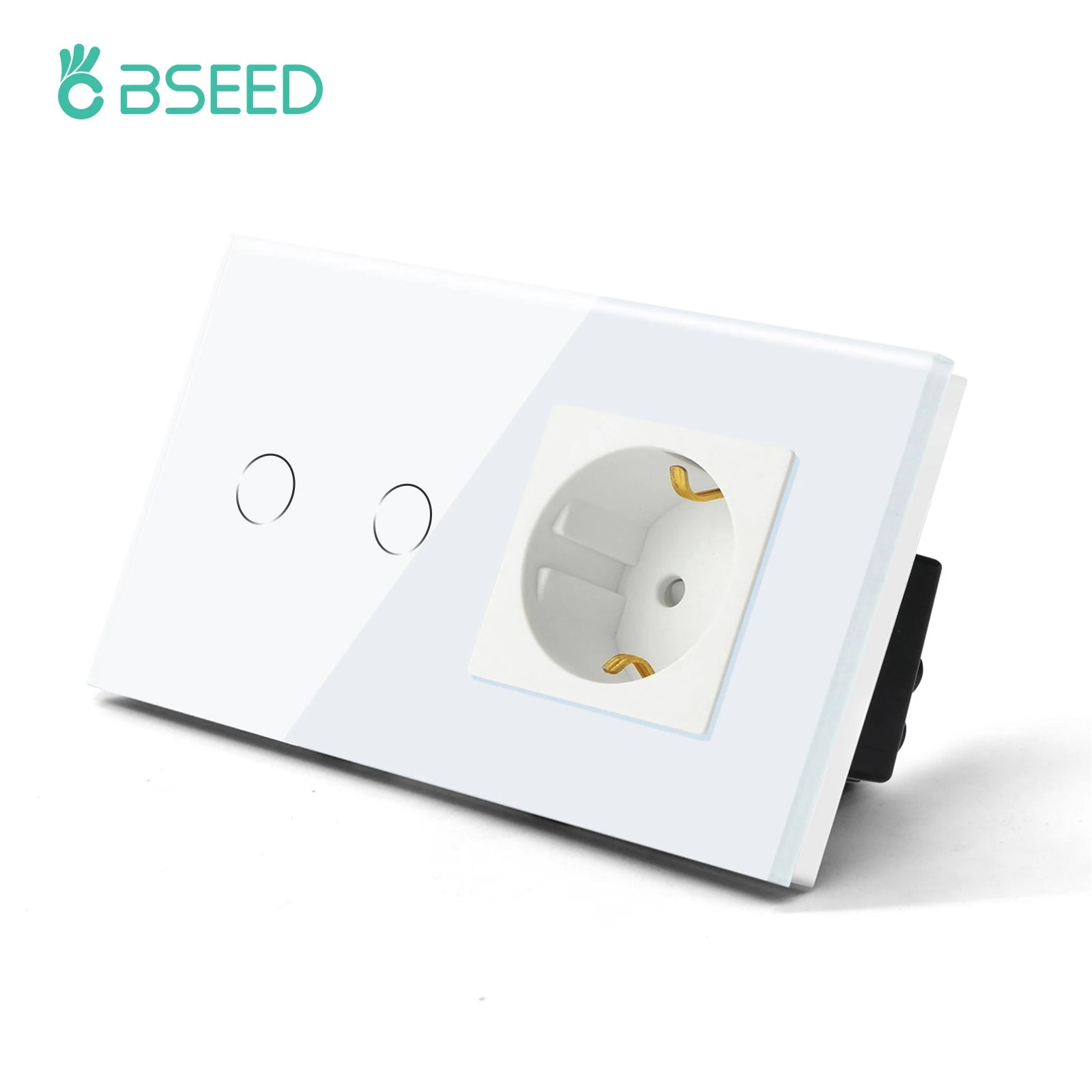 BSEED 1/2/3Gang Touch Light Switch 1Way Simple Sensor Switch Type-c USB Sockets EU Standard Glass Panel Blue Backlight 10A White by MVEnergo