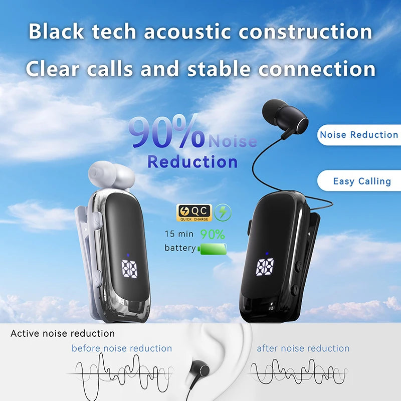 New K88 Lavalier Business Headset Bluetooth 5.4 Bass Earphone Call Vibration Reminder+Voice Number Reporting Wireless Headphone by MVEnergo
