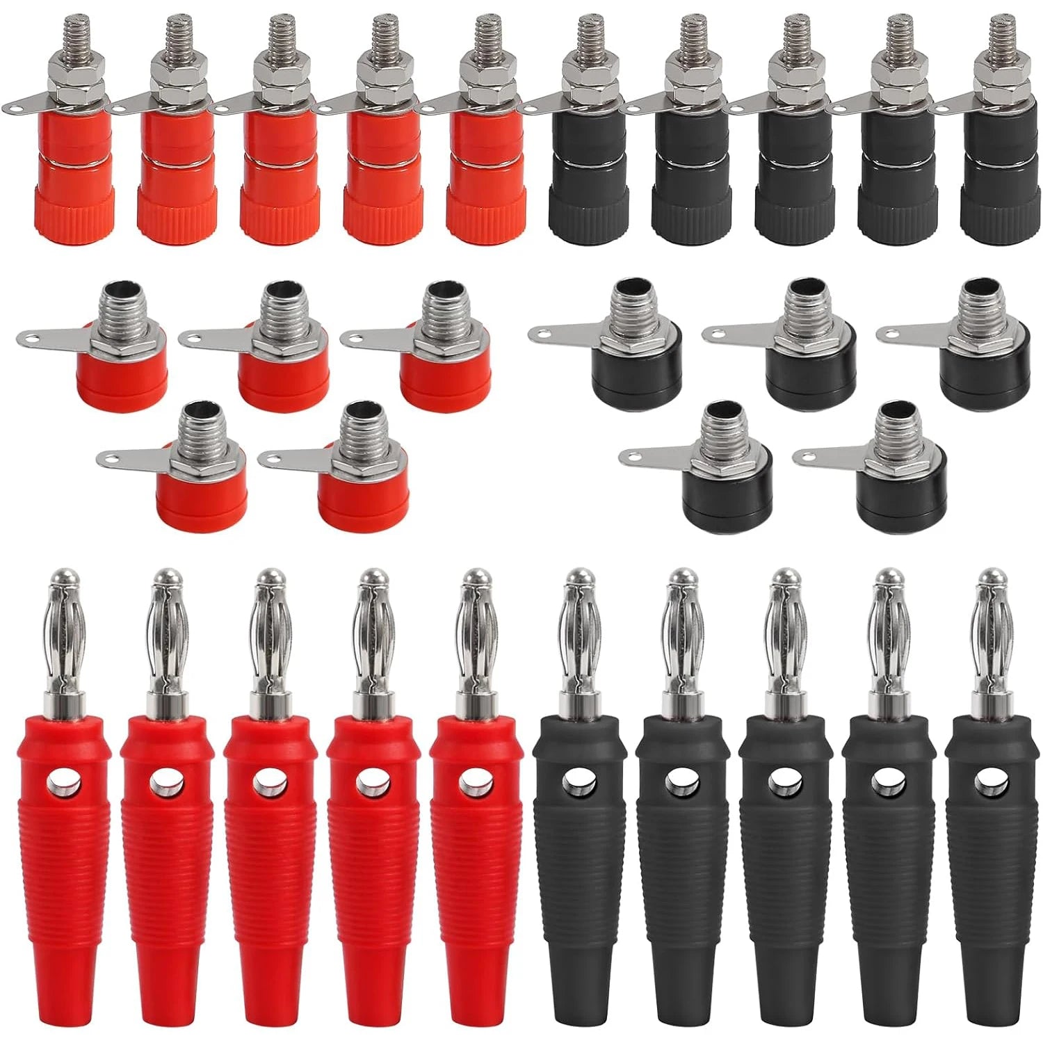 Binding Posts Terminals 4mm Banana Plug Socket Red and Black Gold Plated 4mm Female and Male Banana Plugs Banana Socket Terminal by MVEnergo