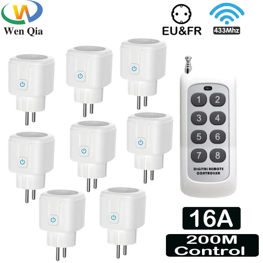 Wireless Remote Control Socket Switch 200Meters Remote Control Electrical Outlets 220V 16A EU Plug for Home Appliance Fan Light by MVEnergo