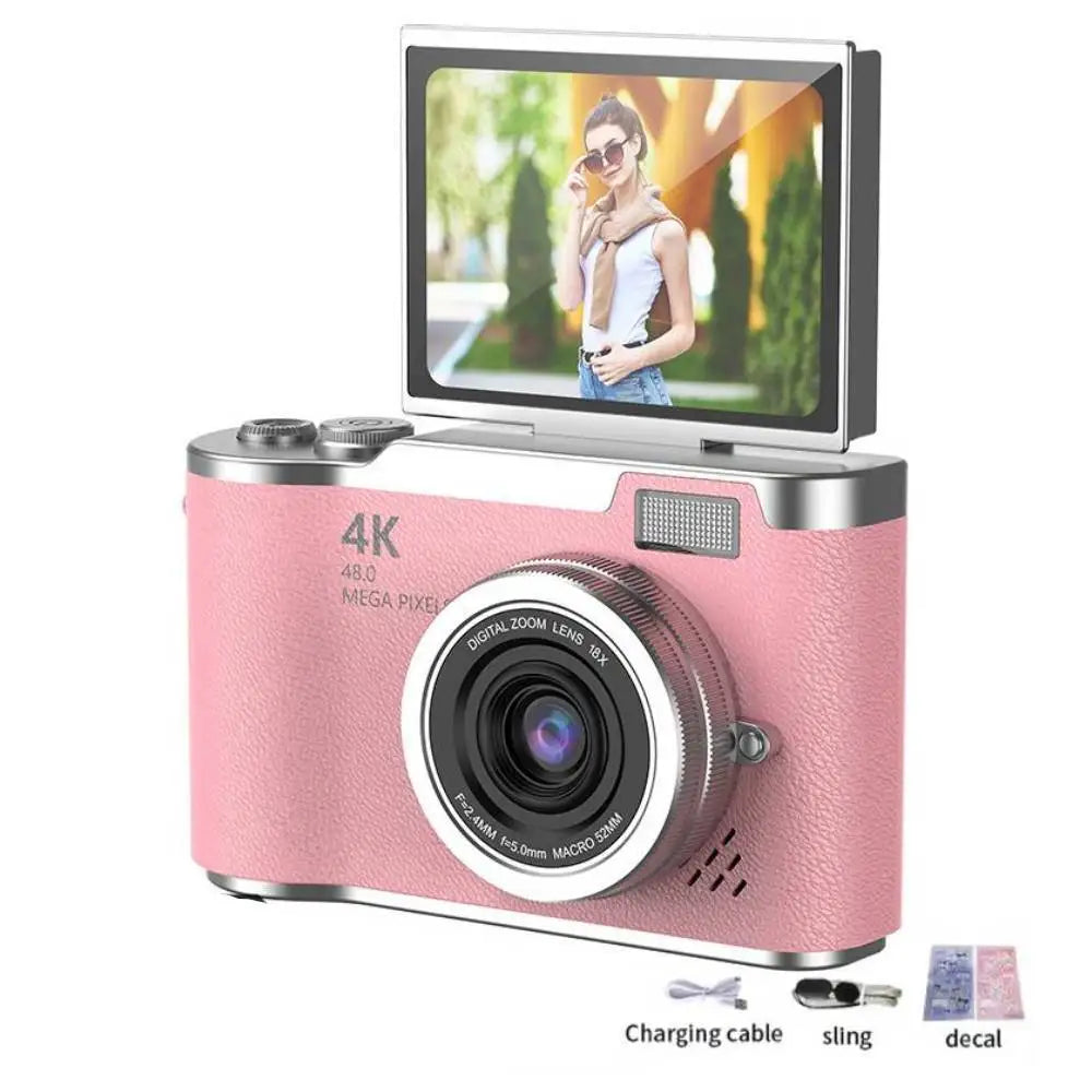 4K Digital Camera CCD 180° Flip Screen Selfie Camera 8X Digital Zoom 48MP Portable Digital Photography Camera with 32G Card by MVEnergo