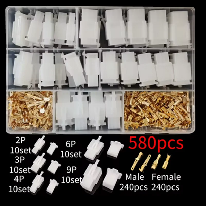Car Motorcycle Electrical Connectors: 2.8mm 2 3 4 6 9 Pin Wire Terminal Hooks for Male & Female Terminals Assorted Kit by MVEnergo