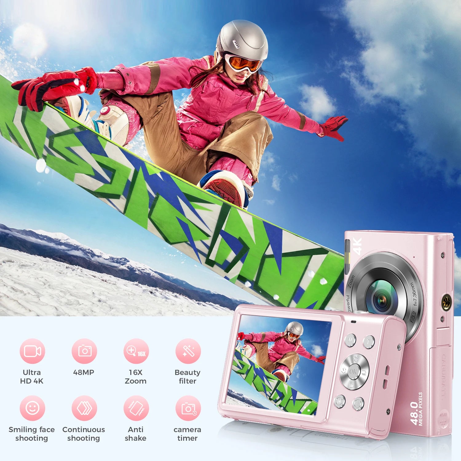 4K Digital Camera Autofocus Vlogging Camera HD 48MP with 2.8" Large Screen Camcorder Camera for Photography for Kid Adult by MVEnergo