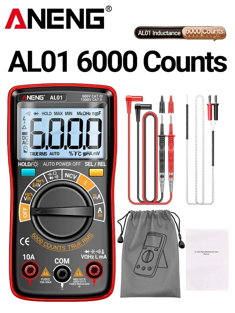 ANENG AL01 Inductance Digital Multimeter 6000 Counts True-RMS AC/DC Voltage Meter Current Tester Professional Electrician Tools by MVEnergo