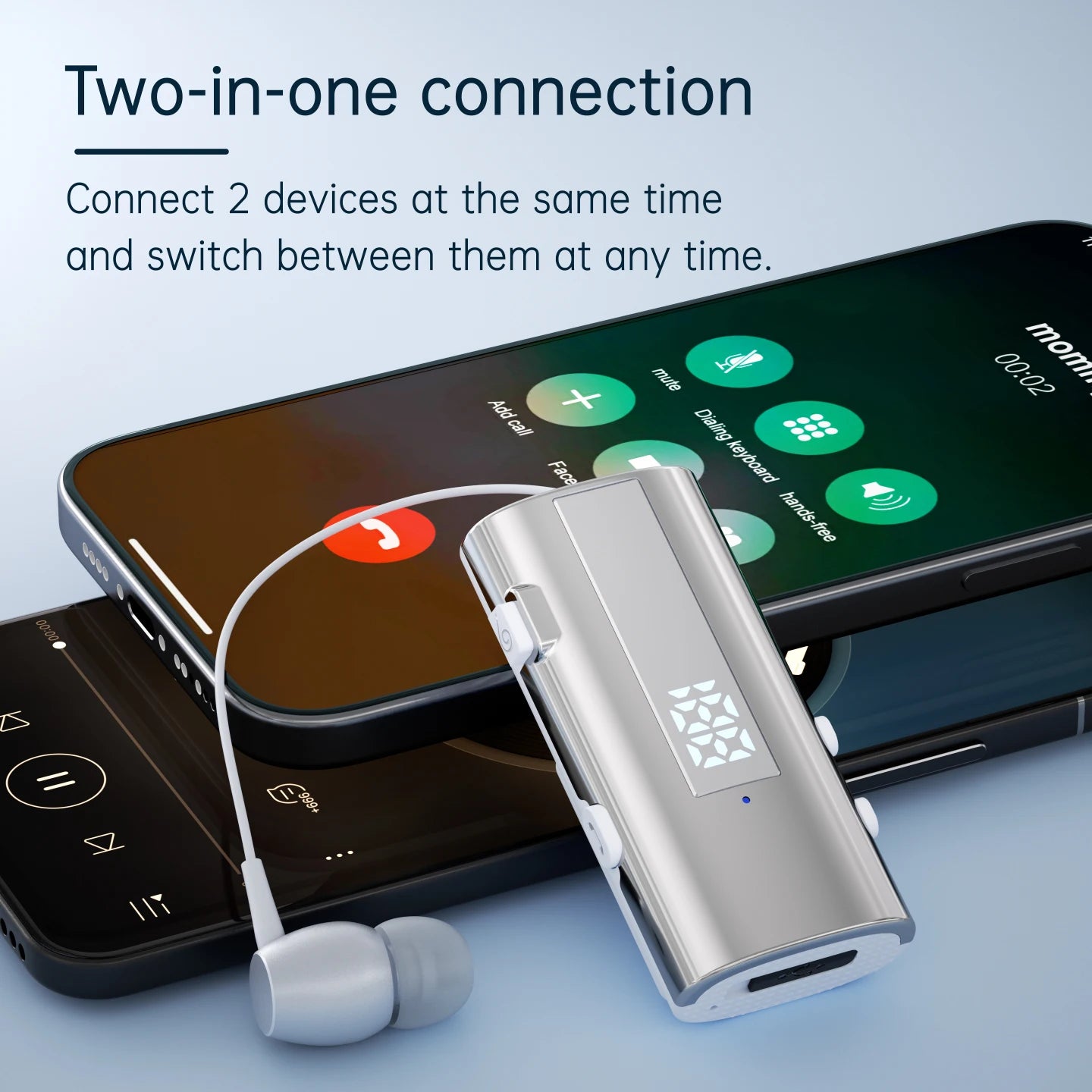 K92 Bluetooth 6.0 Lavalier Business Headset Call 30h/Music 50h Vibration Reminder LED Digital Display With Mic Wireless Earphone by MVEnergo