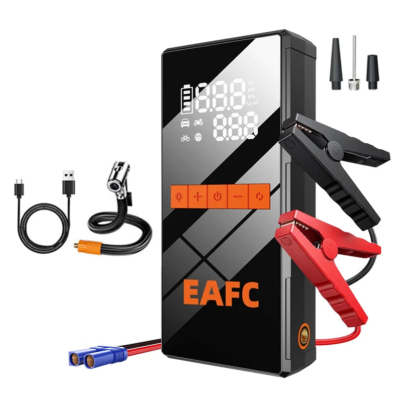 12V Car Jump Starter 4 In 1 Car Wireless Tire Inflator Pump Air Compressor Power Bank Potable Battery Starting Fast Charging