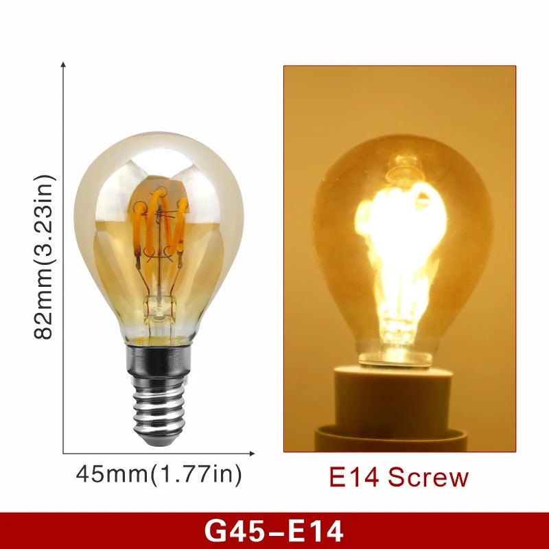 E14 E27 Retro LED Spiral Filament Light Bulb 4W Warm Yellow 220V C35 A60 T45 ST64 T185 T225 G80 G95 G125 Vintage Edison Lamp by MVEnergo