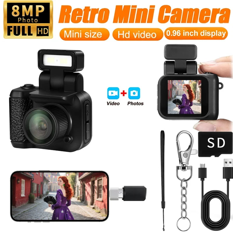 Y4000 Mini Keychain Camera With Screen HD 1080P Portable Retro kids Cam Ultra Compact Pocket DV Video Recorder With Flash Lamp by MVEnergo