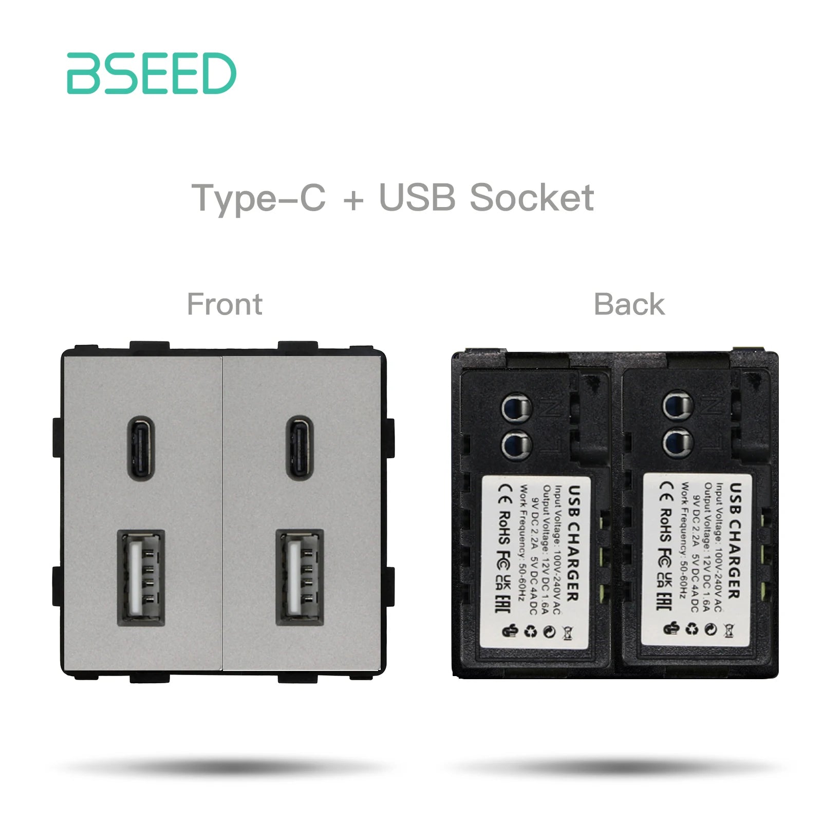BSEED 65W PD Fast Charge Module Quick Charge Socket Part 1/2 USB Type-C 20W Wall Phone Charger Plug Support BSEED Frames by MVEnergo