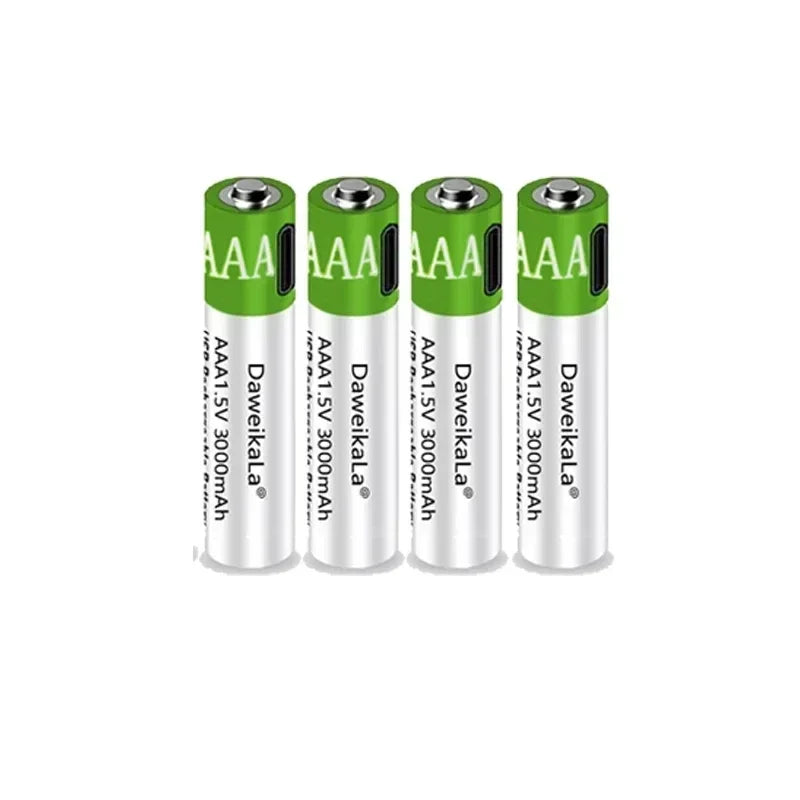 USB AAA Rechargeable Batteries 1.5V 3000mAh li-ion battery for remote control mouseElectric toy battery + Type-C Cable by MVEnergo