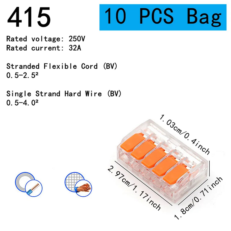 10-75 Pcs Orange Universal Type Quick Plug-in Terminals,Electrical Equipment Connectors,Wire Connector Terminals,250V/32A by MVEnergo