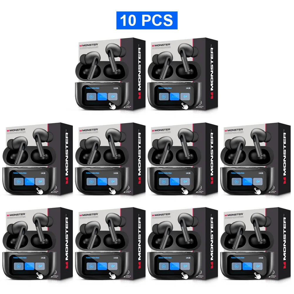 MONSTER Tws Wireless Bluetooth Earphones HD Stereo Sound Earbuds Headphones Charging Box LCD Touch Display Sports In-Ear Headset by MVEnergo