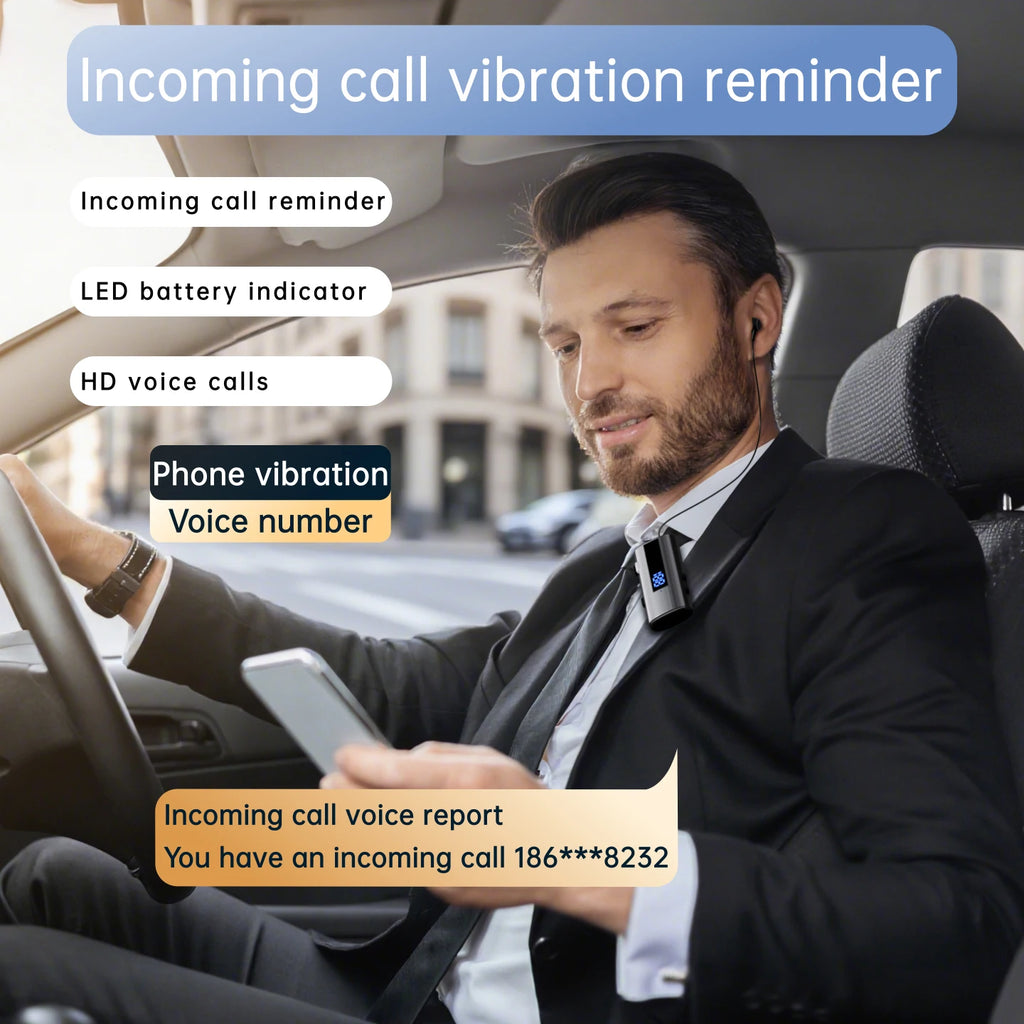 K92 Bluetooth 6.0 Lavalier Business Headset Call 30h/Music 50h Vibration Reminder LED Digital Display With Mic Wireless Earphone by MVEnergo