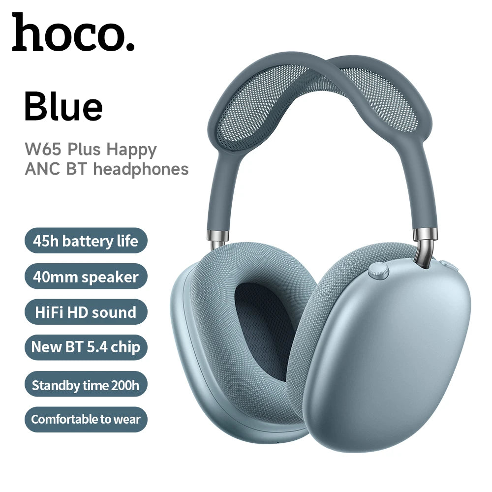 HOCO W65 Plus AirPods Max ANC Noise Reduction Bluetoothe Headphone Over Ear Big Earphones Hifi Headsets With Magnetic Earmuffs by MVEnergo