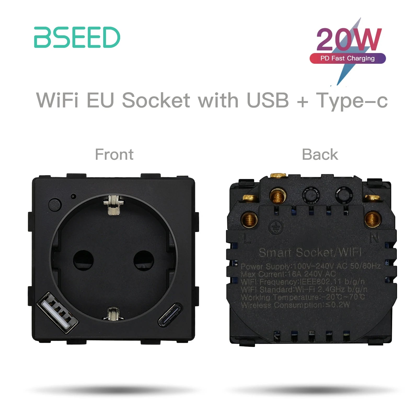 BSEED EU Standard Wifi Socket Smart Plug Function Part Only Power Monitor Timing Smart Home Alexa Voice Control Bule Backlight by MVEnergo