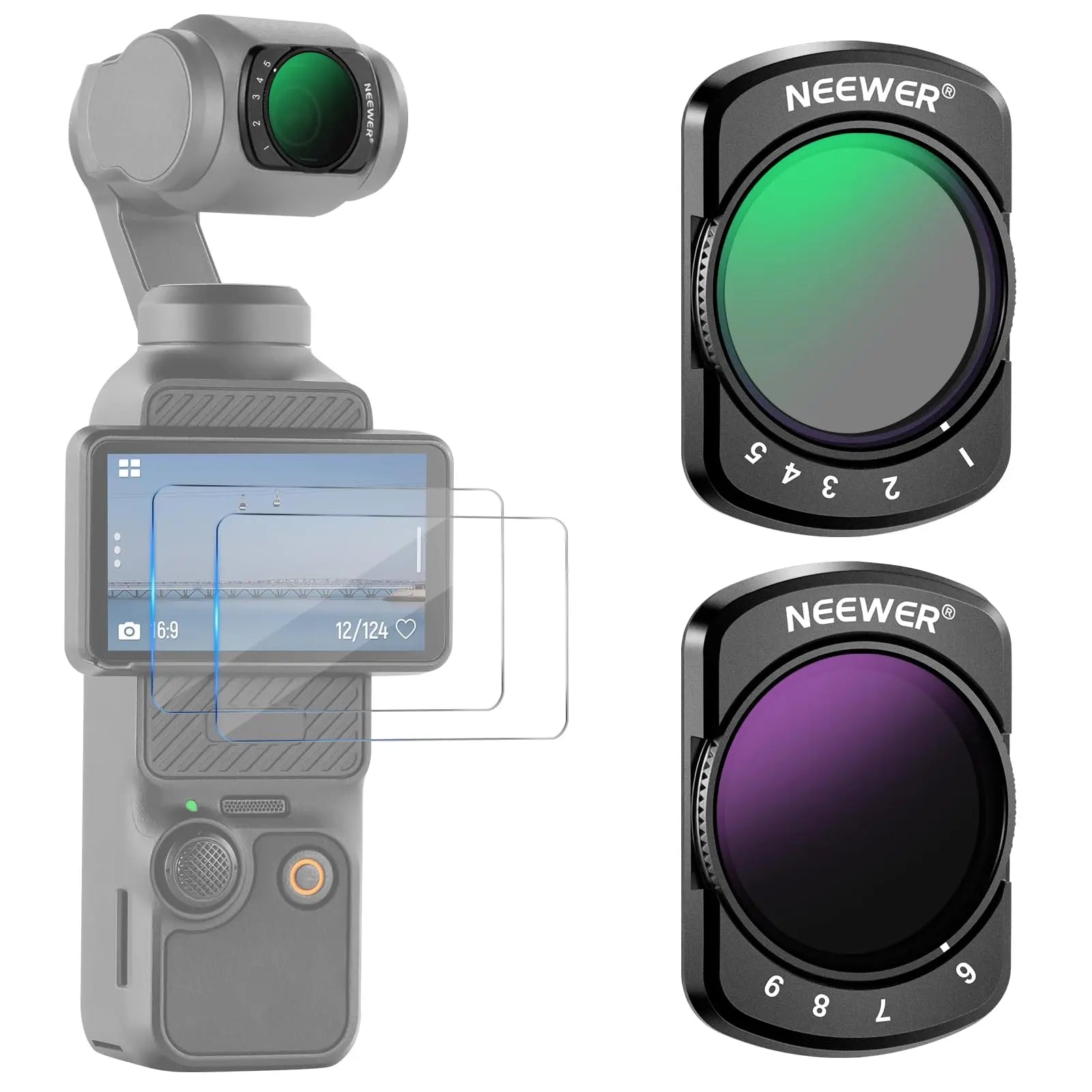 NEEWER ND Filter Set for DJI Osmo Pocket 3 ND8 ND16 ND32 ND64 ND128 ND256 ND1000 ND8/PL ND16/PL ND32/PL ND64/PL by MVEnergo