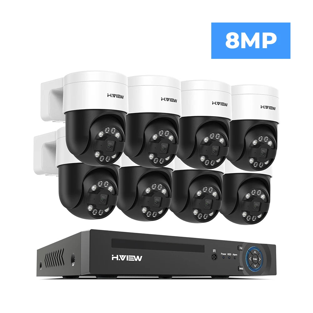 H.view 8Ch 4K 5MP 8MP Cctv Security Camera System Ptz Home Video Surveillance Kit Outdoor Ip Camera Humanoid Detection by MVEnergo