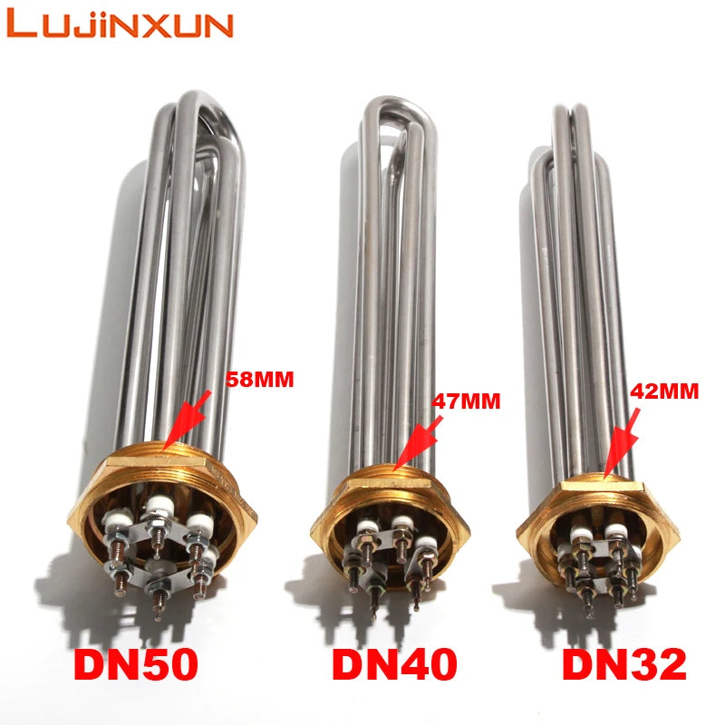 LUJINXUN Electric Immersion Tubular Heating Element Thread DN32 (41mm) DN40(47mm) DN50(58mm) 3-12KW TEN for Boiler/Brewing 1PC by MVEnergo