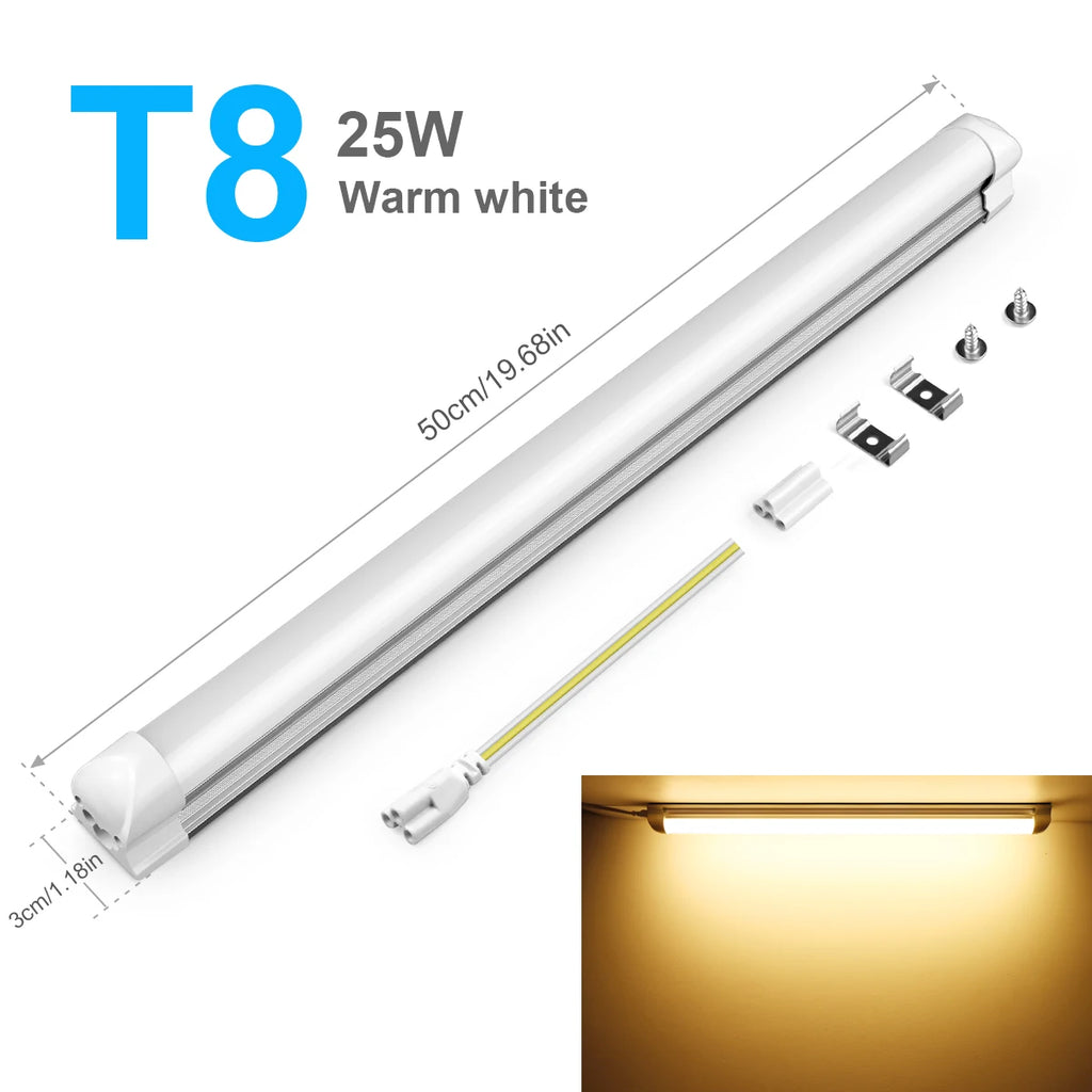 50CM T5 T8 Aluminum LED Light Tube 15W 25W LED Lamp Tube 220V For Desk Work Shop Garage Warehouse Kitchen Cabinet Lighting by MVEnergo