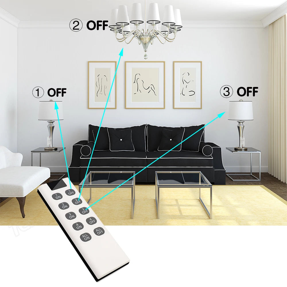 Wireless Light Switches RF 433 Mhz Remote on Off Switch Controller Relay Ac220v 10A Smart Home Control Ceiling Lamp LED Fan by MVEnergo