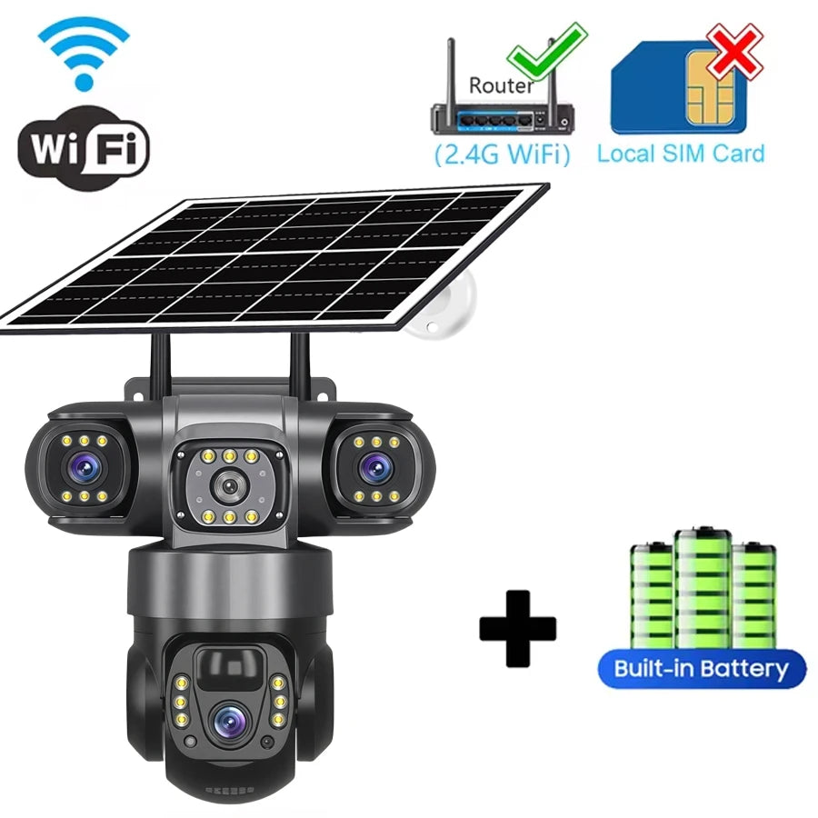 V380PRO 3 Lens WiFi Solar Camera HD 15MP 360 Outdoor Waterproof CCTV Night Vision Two-Way Audio Camera Mobile Tracking IP Camera by MVEnergo