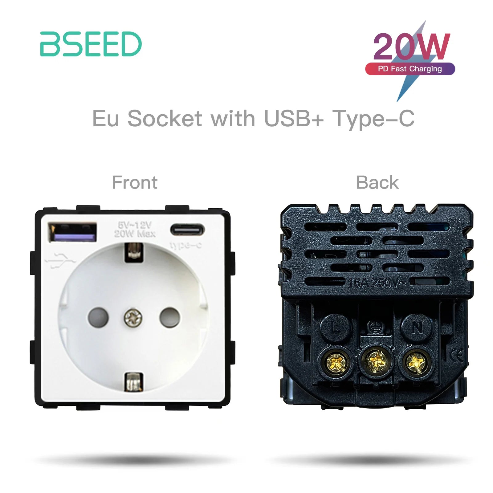 BSEED 1/2/3Gang 1/2Way Wall Button Switch Wall Power Socket Electrical Outlets Part Glass Frame DIY Module Part Free Combination by MVEnergo