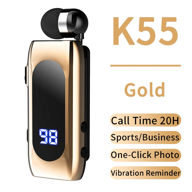 K65 K55 Lavalier Business Bluetooth 5.2 Headphone Talk/Music Time 20 Hours,LED Digital Display,Noice Cancelling Wireless Headset by MVEnergo