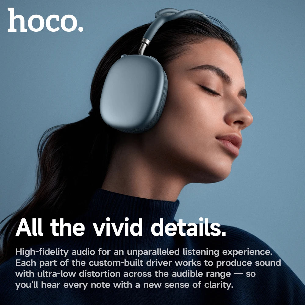 HOCO W65 Plus ANC Noise Reduction Bluetooth Headphones Over The Ear Wireless Big Earphone Hifi Sounds Sport Headsets With Button by MVEnergo