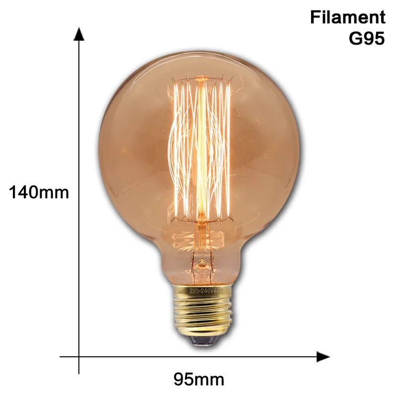 Retro Edison Light Bulb E27 40W 220V 110V Bedroom Industrial Loft Vintage Bulb For Home Decor Filament incandescent Edison Lamp by MVEnergo
