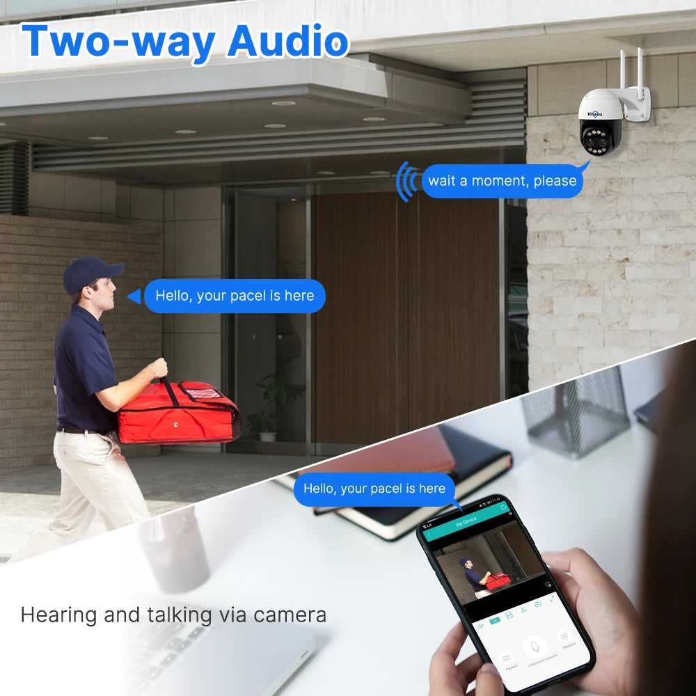 Hiseeu 4K 8MP Dual Lens PTZ Wifi IP Camera 8X Zoom Outdoor HD Full Color Night Vision Human Detection Video Surveillance Cameras by MVEnergo