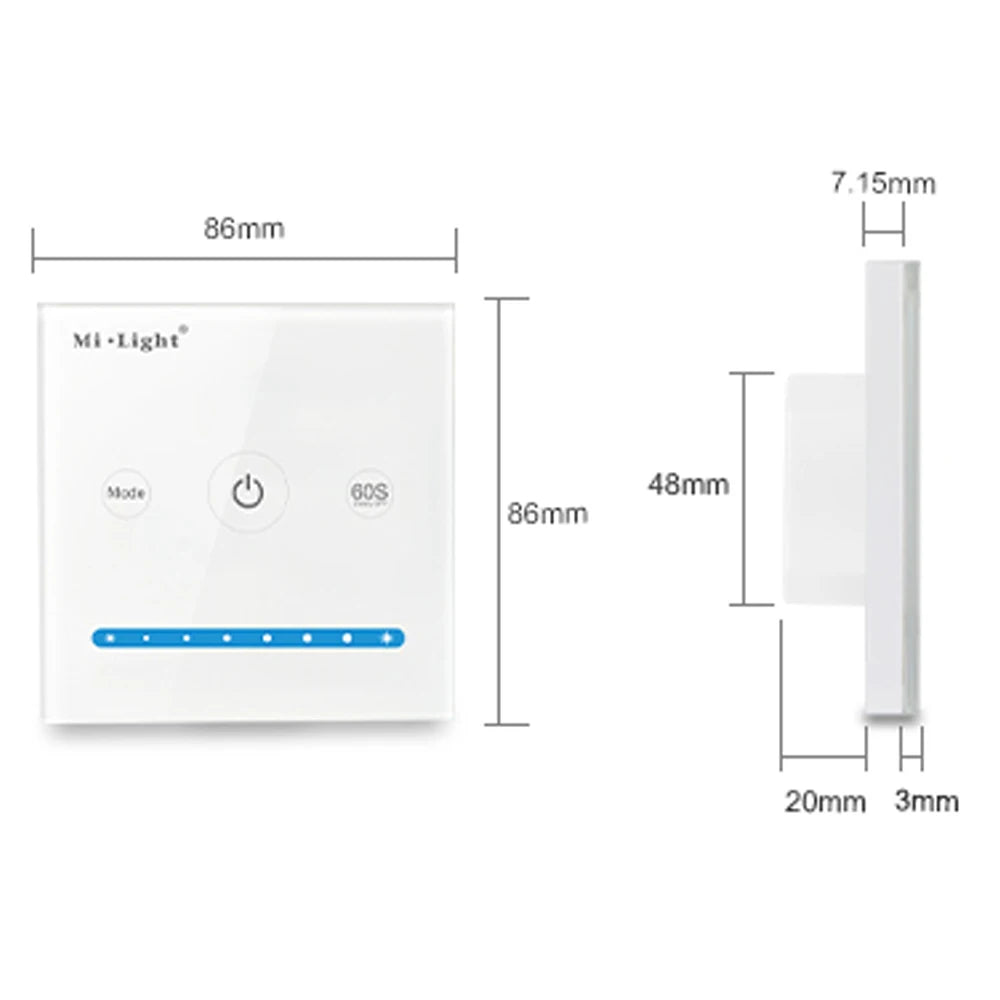 Miboxer Smart Touch Panel Dimmable Dimming/CT/RGB/RGBW/RGB+CCT LED Strip Light Controller 2.4G wireless Remote Milight b1 b4 p3
