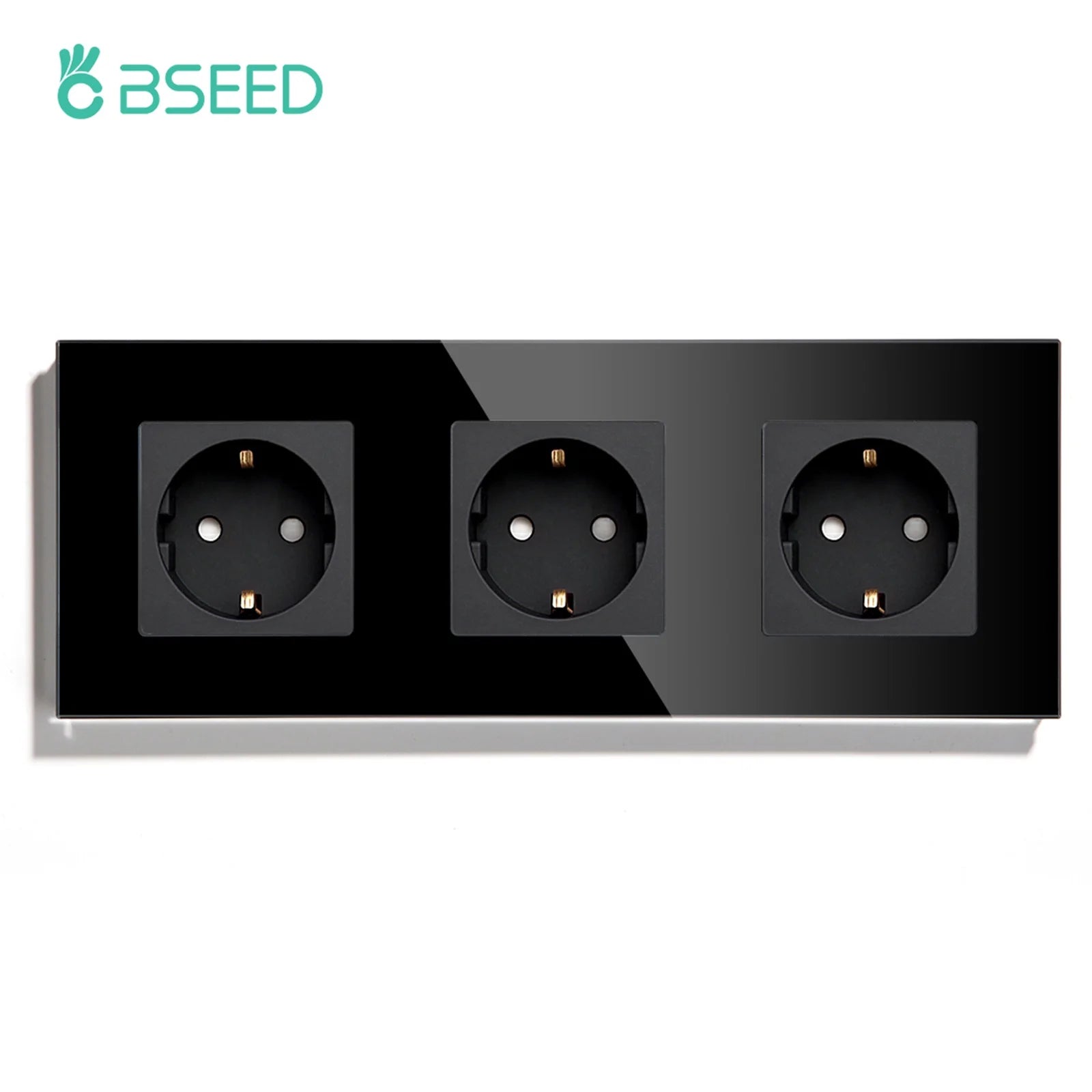 BSEED Single EU Glass Socket With USB Wall Sockets Double Electric Sockets Triple Power Outlets USB Type-C Ports Black 16A by MVEnergo