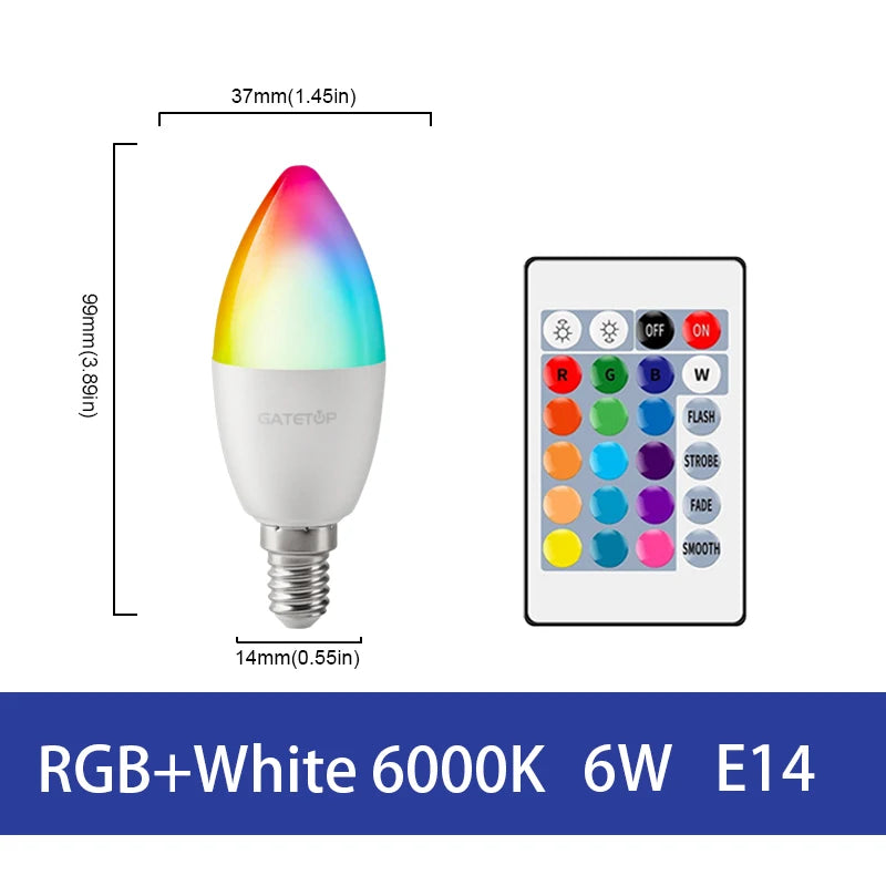 LED RGB Lamp Spotlight Bulb AC220-240V Bombillas LED E27 E14 GU10 B22 6W 10W IR Remote Control Led Smart RGBW Lamp Home Decor by MVEnergo